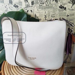 Kate Spade NWT New York Medium Shoulder Tote White Parchment Pebble Leather